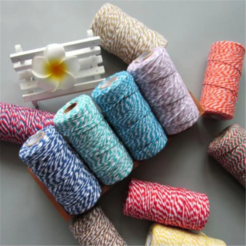 

100m/roll New Two-color Twisted Braided Rope Cotton DIY Hand Knitting Cords Sewing Accessories Decoration Craft 22 colors
