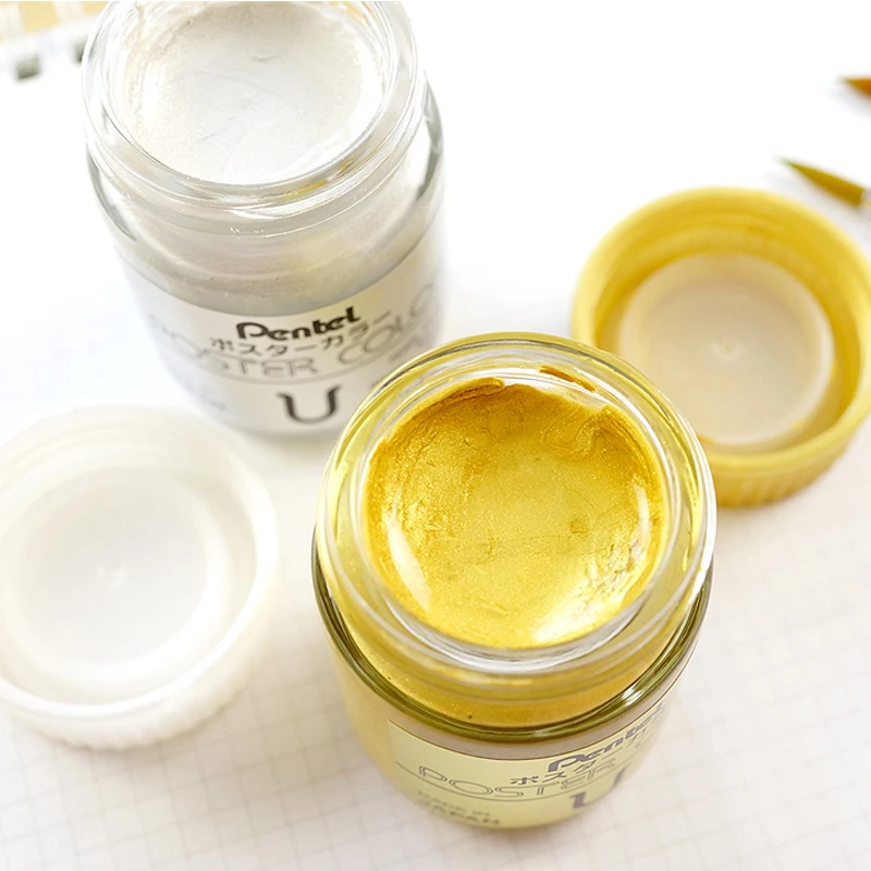 1 Bottle Japanese Pentel 6KB 30ML Gold/silver Pigment for Calligraphy Brush Ink Gold Gouache Watercolor Painting Gouache