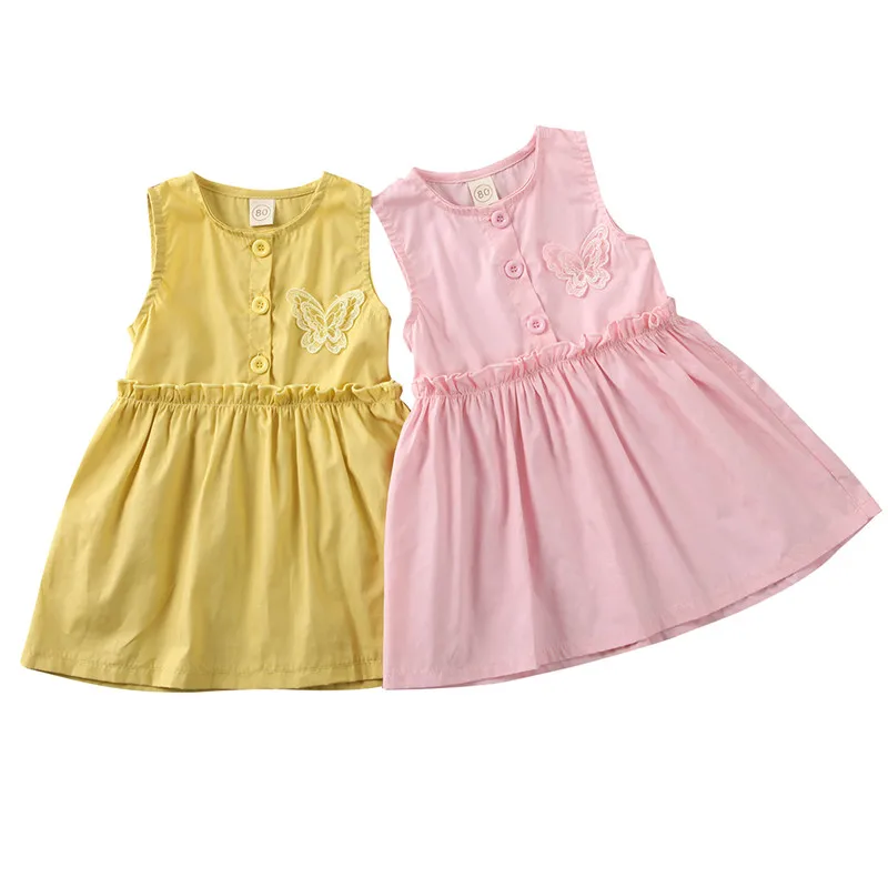 2020 Детская летняя одежда детское платье-пуловер без рукавов кружевное украшение