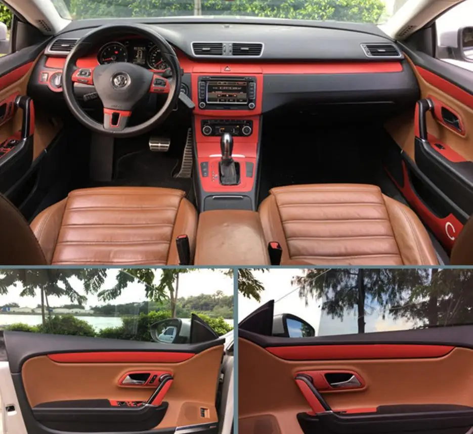 Для VW CC(2013-) передняя отделка панели управления дверные ручки наклейки из углеродного волокна наклейка для автомобиля аксессуары