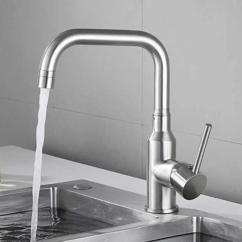 ULGKSD Kitchen Faucets Deck Mounted Hot Cold Water Mixer Basin sink Taps 2 Water Mode Swivel Spout Single Handle Mixer Tap