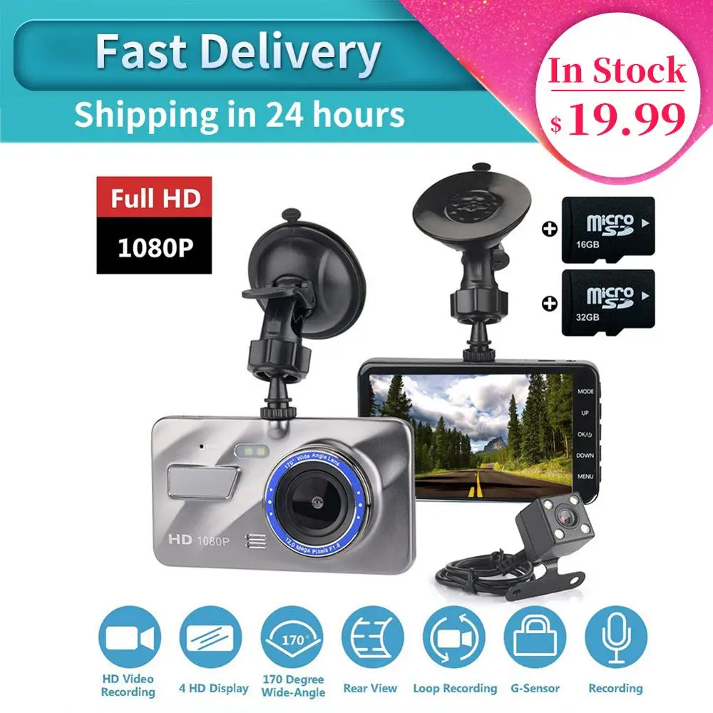 4 дюймовый HD двойной объектив Поддержка заднего вида 1080P скрытый широкоугольный видеорегистратор Dashcam Автомобильный видеорегистратор камера Встроенный g сенсор|Видеорегистраторы|   | АлиЭкспресс