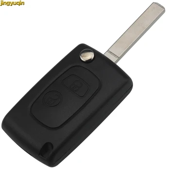 

jingyuqin Flip Remote Car Key Shell Case for PEUGEOT 107 207 307 406 407 607 Citroen C1 C2 C3 Pluriel C4 C5 C8 Folding 2 Buttons