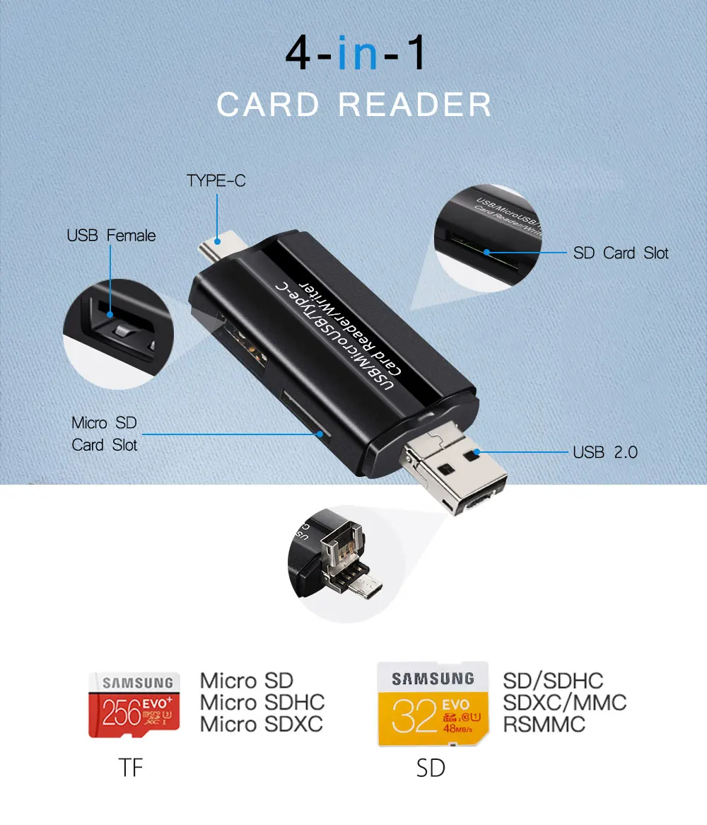 Keajor OTG usb type-C SD TF карта конвертер адаптер Быстрый считыватель MacBook компьютер телефон Поддержка USB 2,0 Micro usb type-c разъем