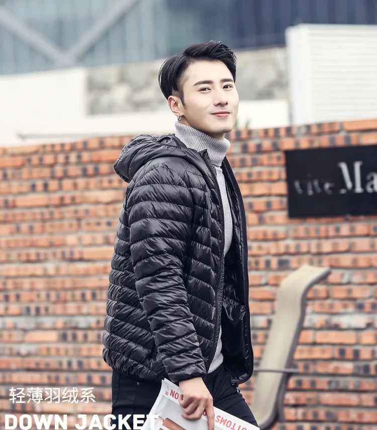 חדש מותג סתיו חורף אור למטה מעיל גברים של אופנה סלעית קצר גדול במיוחד דק קל משקל נוער Slim מעיל למטה מעילים