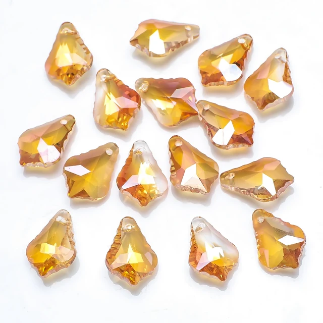Single Hole Charms Crystal Baroque Pendants Maple Leaf Shape Glass Beads for Jewelry Making Necklace Earrings DIY Best Quality gold rose