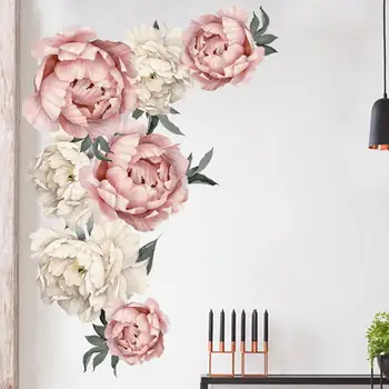 

Large Pink Peony Flower Wall Stickers Romantic Flowers Home Decor for Bedroom Living Room DIY Vinyl Wall Decals Dropshipping