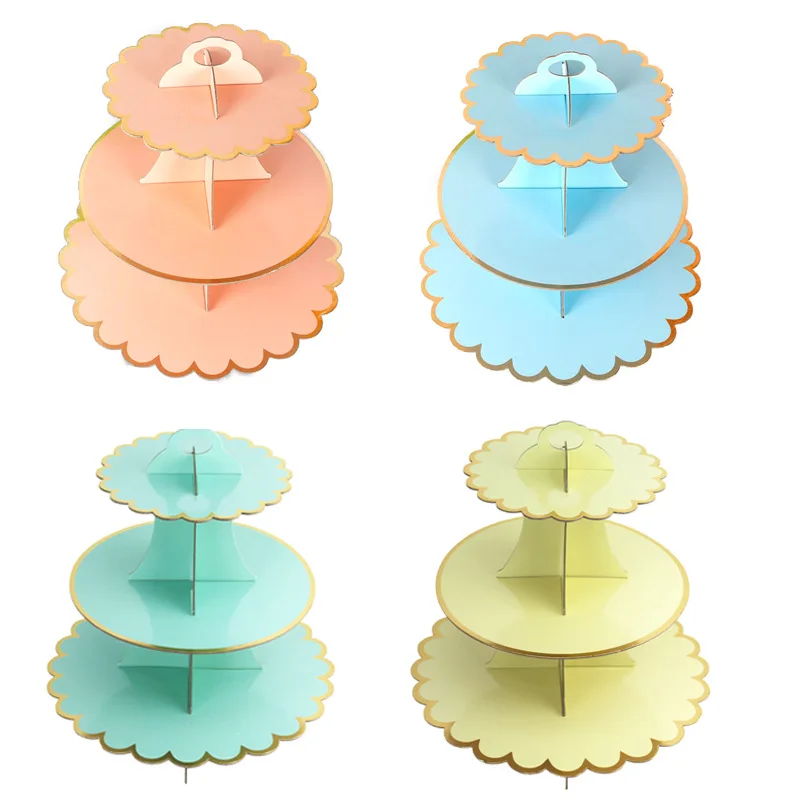 3-Layer-Cake-Stand-Bronzing-Paperboard-Cake-Tray-Portable-Cupcake