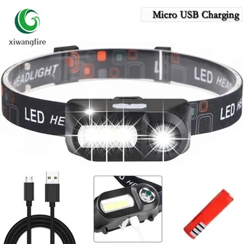 

Portable Mini XPE+COB LED Headlamp USB Rechargeable Camping Head Lamp Fishing Headlight Flashlight Headband Light Torch 6 Modes