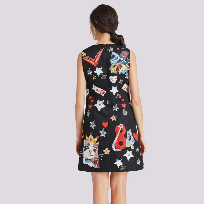 Мини-платье Preto Do в винтажном стиле; Vestido Sem Mangas das Mulheres de Диамант de luxo Nossa Senhoras Do Partido Vestido de Pista Dress