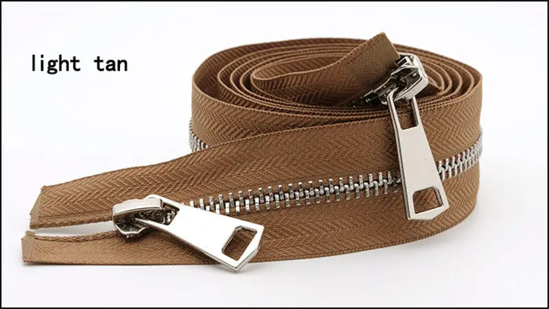 A3-8 light tan Meetee, 120 см, 5#, двойной ползунок, металлическая молния, сделай сам, пуховик, пальто, открытый конец, длинная молния для шитья, одежда, аксессуары для портного ремесла - Цвет: A3-8 light tan