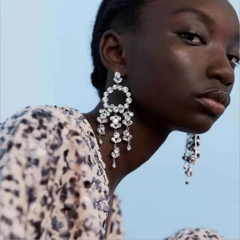 Новые модные свадебные ювелирные изделия длинные женские вечерние серьги