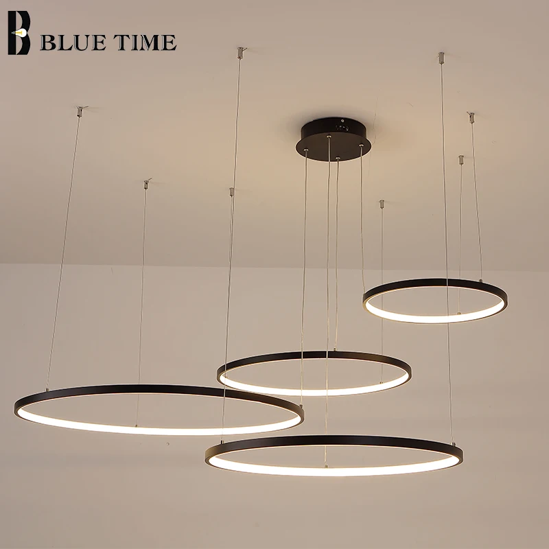 Hot Products! suspension luminaire Modern Led Chandelier Circle 3Rings Ceiling Chandelier Lighting for Living room Dining room Lamp Black Gold