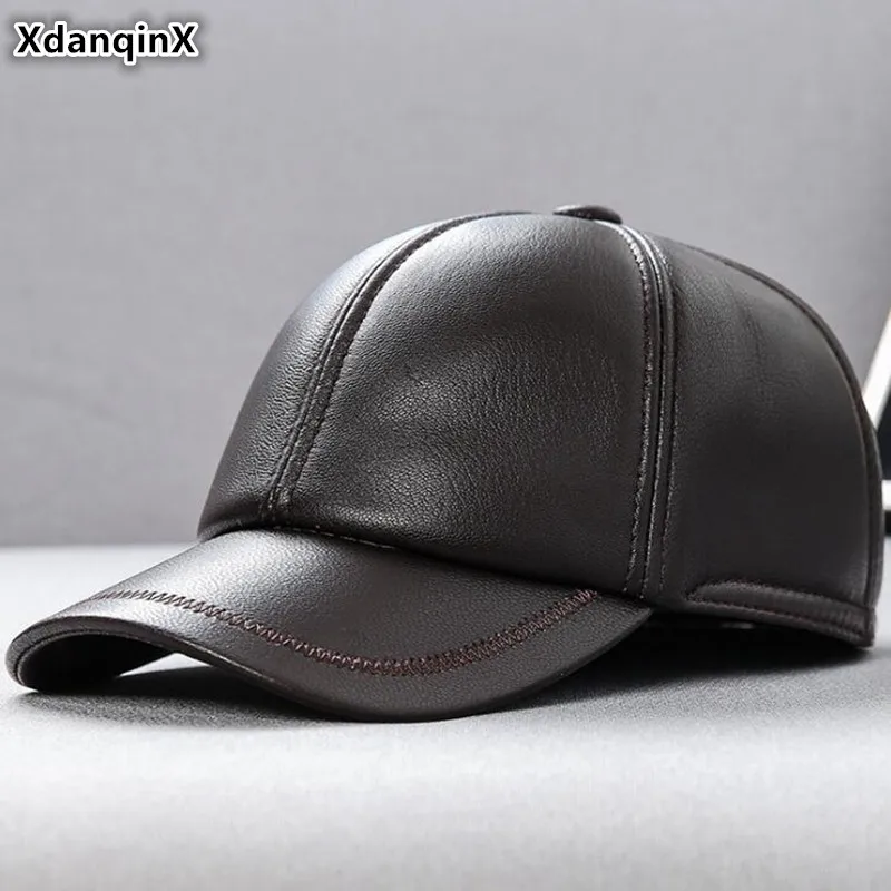 Кепка XdanqinX мужская из натуральной кожи брендовая бейсболка овечьей простая