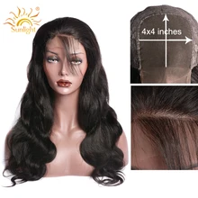 4x4 парик с закрытием Бразильский объемный волнистый парик бесклеевая предварительно сорванная кружевная застежка парики Солнечный свет Remy человеческие волосы парики для черных женщин