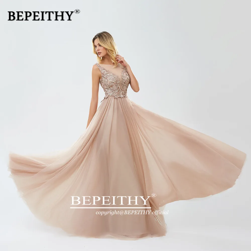 Robe De Soiree расшитый бисером цвета Шампань Длинные платья выпускного вечера серые вечерние платья