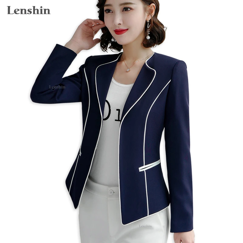 Lenshin Binding Blazer Women Single Button Full Sleeve Jacket Fashion ...