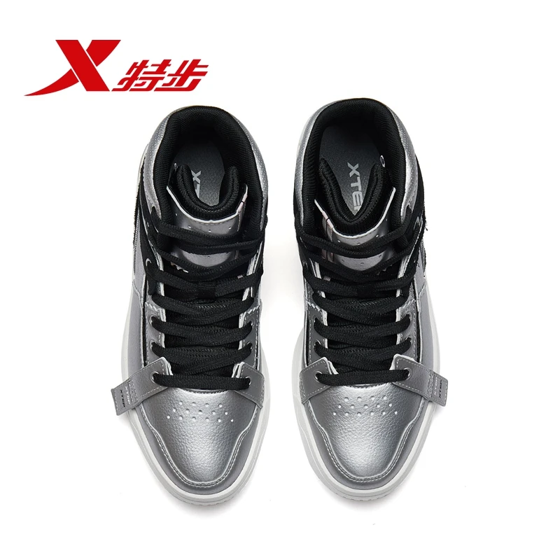 Xtep Autumn Waterproof High-top Skateboarding Shoe Outdoor Lace-up Sport Sneakers Women Synthetic PU Leather Shoes 981418316223
