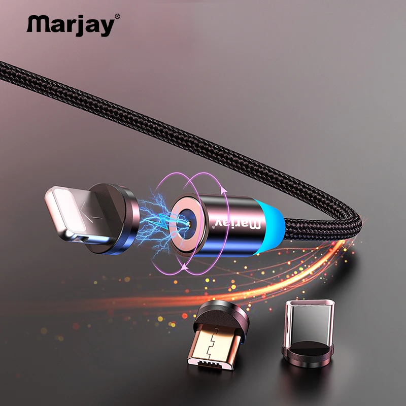 Магнитный usb-кабель для зарядки Marjay, кабель Micro Usb для iPhone, samsung, Xiaomi, huawei, шнур для мобильного телефона, магнитный usb-кабель type-C