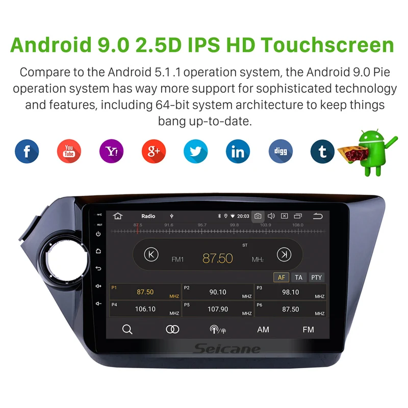 Excellent Seicane Car Radio For 2012 2013-2015 KIA K2 RIO Android 9.0 9 Inch 1din HD Touchscreen GPS Multimedia Player Support Bluetooth 1