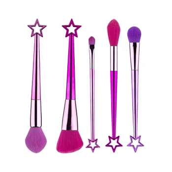 

1 Set Of 5pcs Make Up Brushes Cosmetic Brushes Pentagram Handle Eyeliner Blush Contour Makeup Brushes For Beginners Practicer