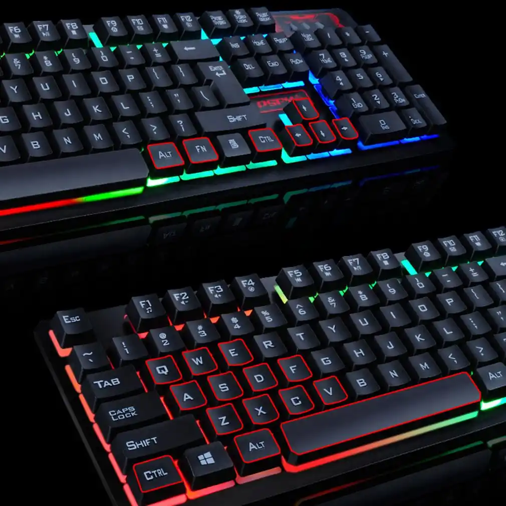 Клавиатура мышь с подсветкой rgb. Клавиатура светящаяся игровая. клавиатура и мышь геймера. мультимедийные клавиши. imice keyboard gk470.