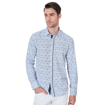 

2020 Spring and Autumn Fashion Men Shirt Floral Printed Men Casual Shirts with Long Sleeve Classic Male Dress Shirt