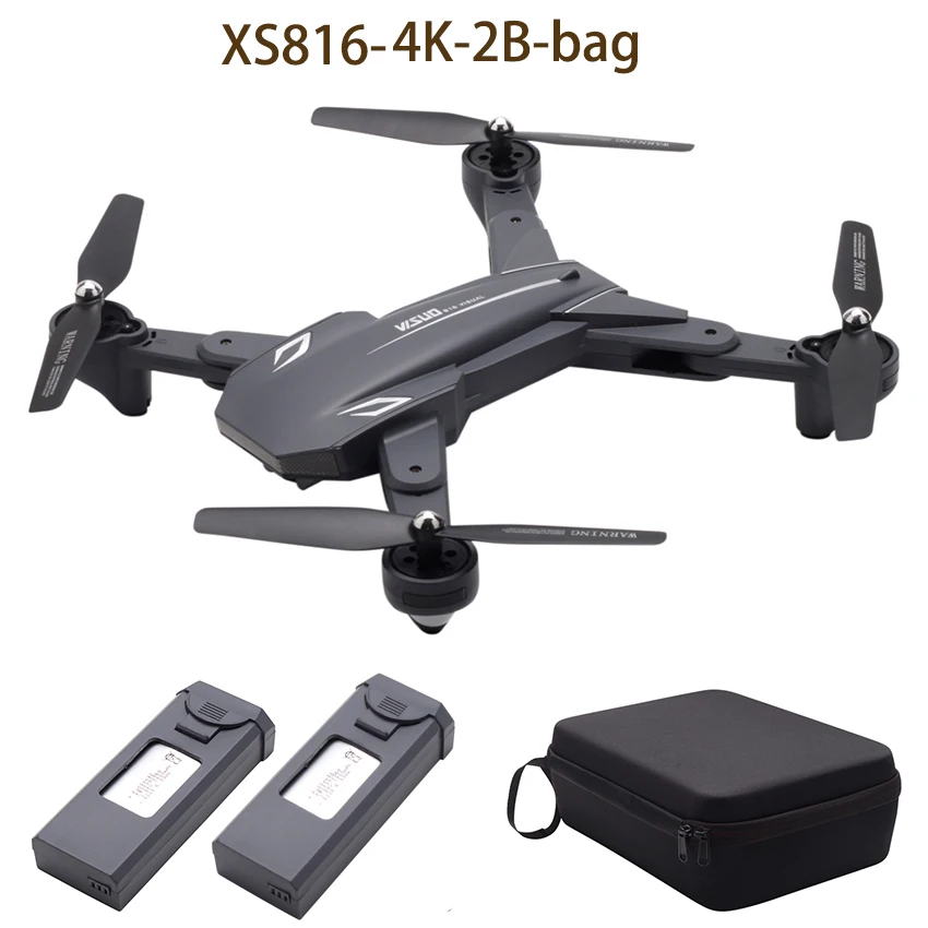 Visuo Xs816 Дрон с 1080p или 4k 50 кратным зумом Wifi Fpv двойная камера оптического потока Квадрокоптер складной селфи Дрон Vs E58 - Цвет: 4K 2B bag