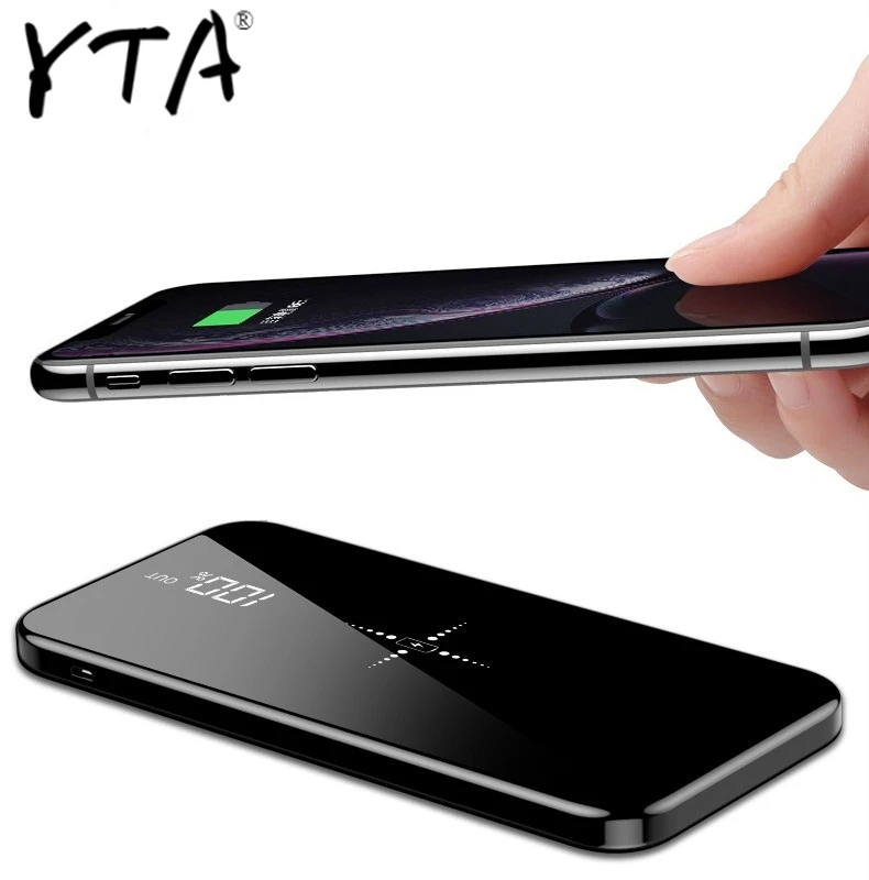 

Quick Charge Wireless Power Bank Dual USB Mirror Screen 30000mAh Wireless Charger Powerbank Bateria External For iphone8 X