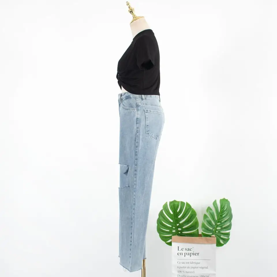 tattered bottom jeans