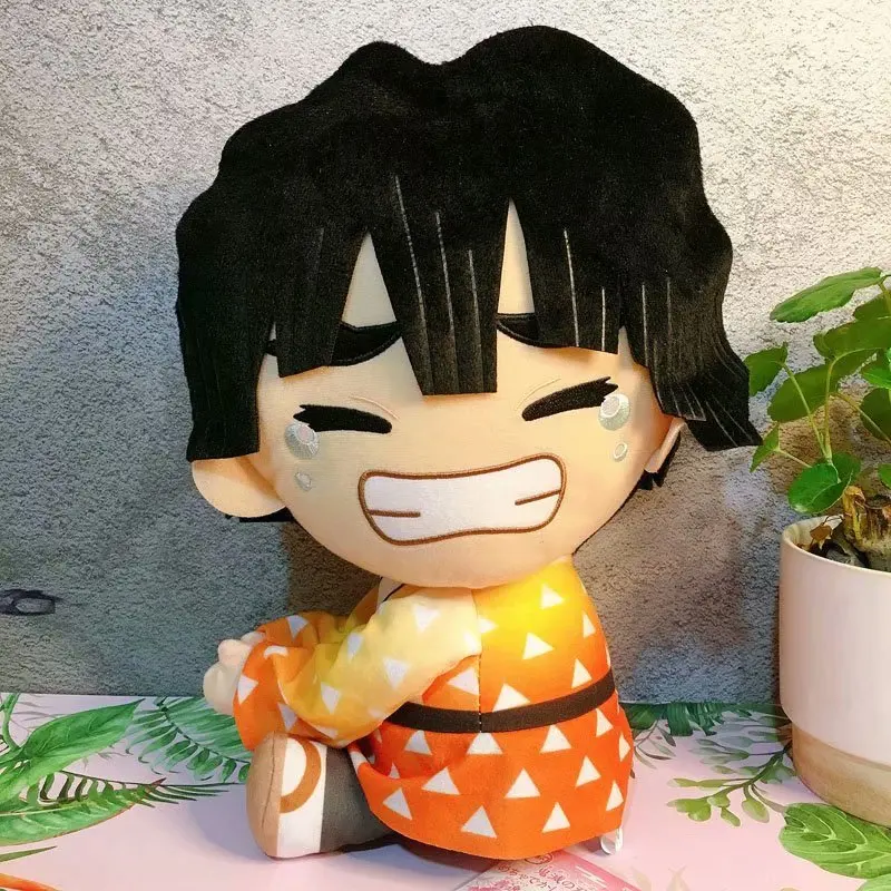 Demon Slayer Kimetsu no Yaiba Cry Agatsuma Zenitsu Plush Doll Mascot Toy 25cm Anime Cartoon Gift