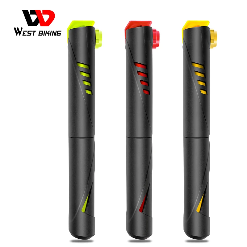 

WEST BIKING portable bicycle pump 120PSI high pressure pump tire inflator Schrader Presta valve mini mountain road bike pump