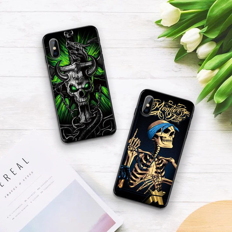 Череп для xiaomi 8 SE A2 LITE 6X mi X 2S 3 F1 9 CC9E CC9 9T A3 Pro мягкая Задняя накладка чехла из