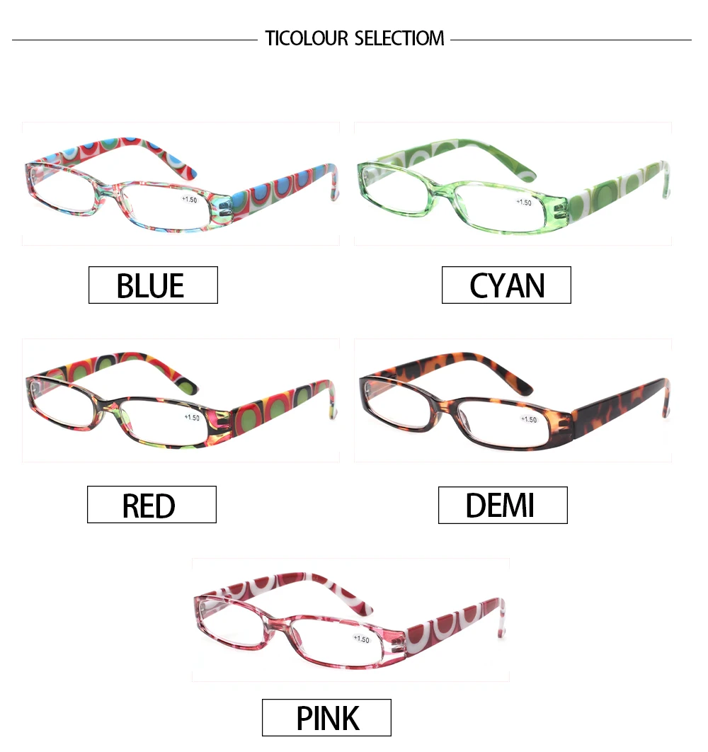 Henotin Reading Glasses Spring Hinge Women's with Pattern Print Decorative Eyeglasses HD Prescription Eyewear 0~600 3