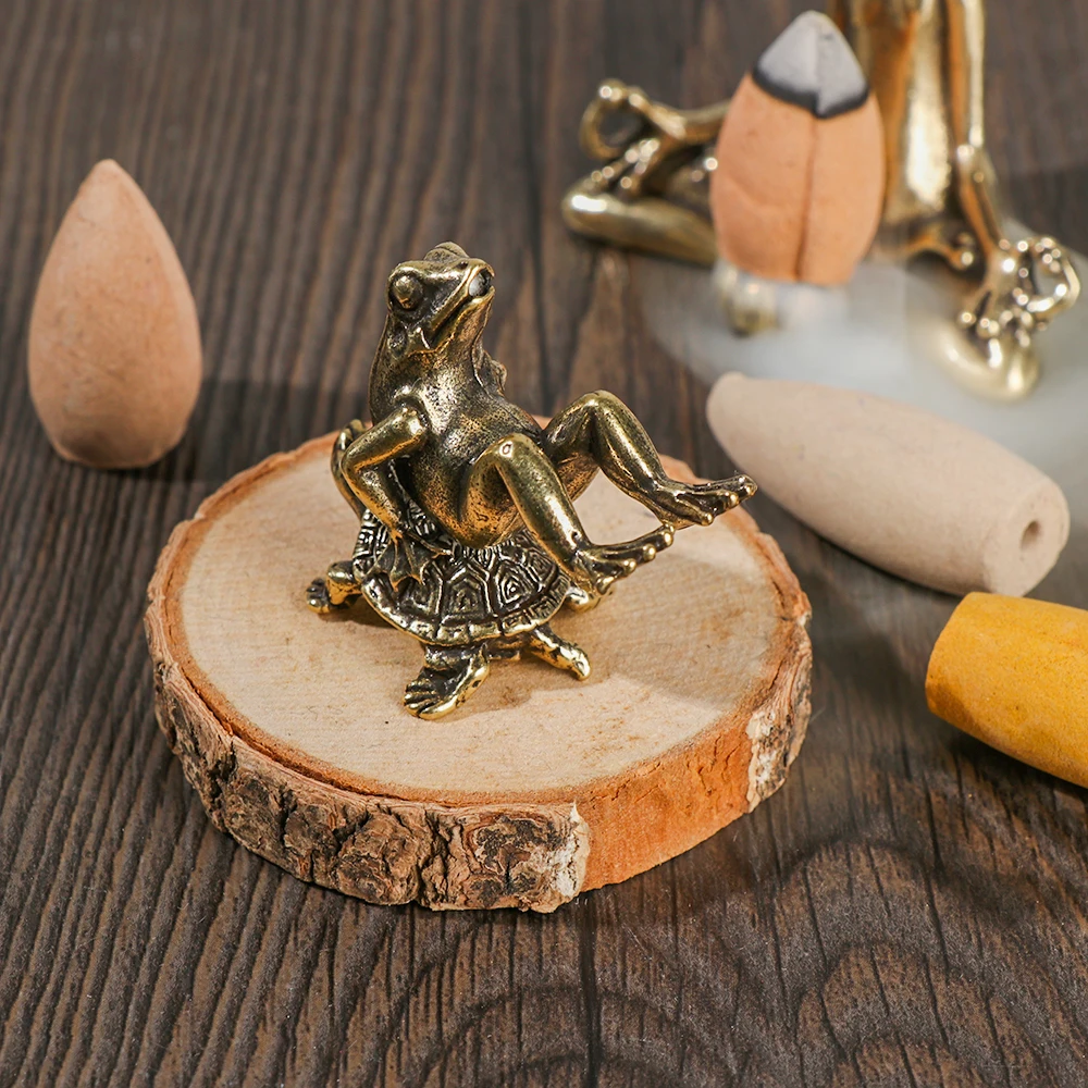 Retro Ornament Incense Burner Frog Statue Animal Accessories Sculpture Home Decor Desk Decoration Meditation Zen Mini Crafts 1PC ornament crafts miniature figurines miniature ornament incense burner