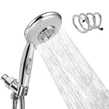 

New Handheld Shower Head High Pressure 5 Spray Setting Multi-Functions Showerhead with 2M Hose, Holder ON/Off Switch,Chrome Fini