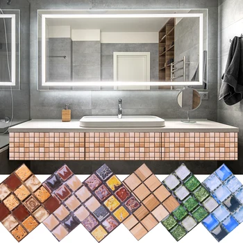 

10pcs 10x10cm Mosaic Wall Stickers Peel And Stick Self Adhesive Backplash DIY Kitchen Bathroom Home Wall Decoration Tile Sticker