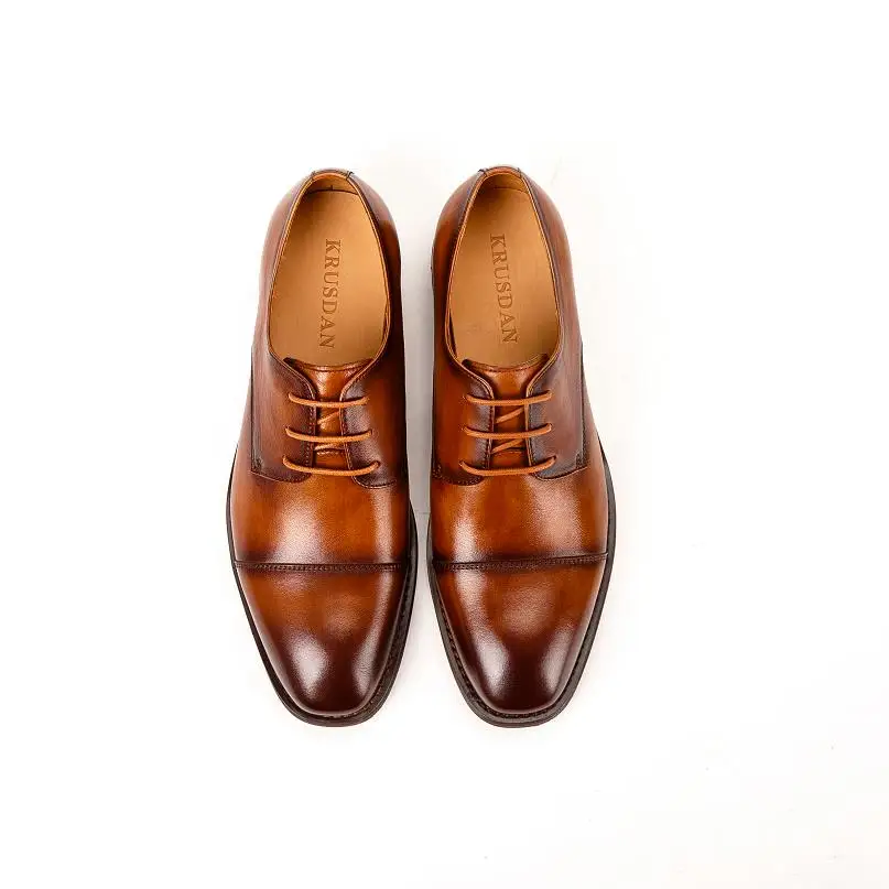 New Genuine leather handmade Men's Shoes Lace-up splicing Derby Shoes Men's business dress Shoes Bullock oxford male