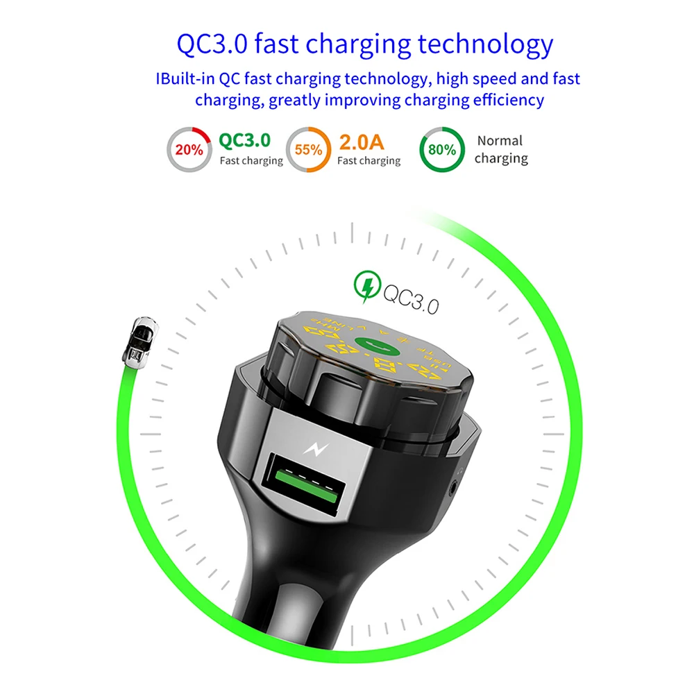 Черное автомобильное зарядное устройство AP06 QC3.0 беспроводной Bluetooth fm-передатчик MP3-плеер Запчасти Аксессуары для мобильных телефонов Колыбель