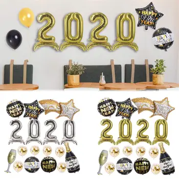 

2020 New Year Balloons Kit Harmless Safe Resuable Balloons Set For KTV Home New Year Party Gatherings Decoration Letter Balloons