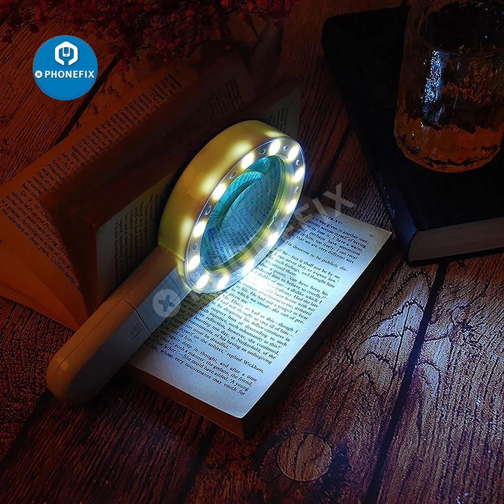 Magnifier with light 30X Handheld High Magnification Magnifying Glass Lens  For Soldering/ Inspection Jewelry/Seniors Reading - AliExpress
