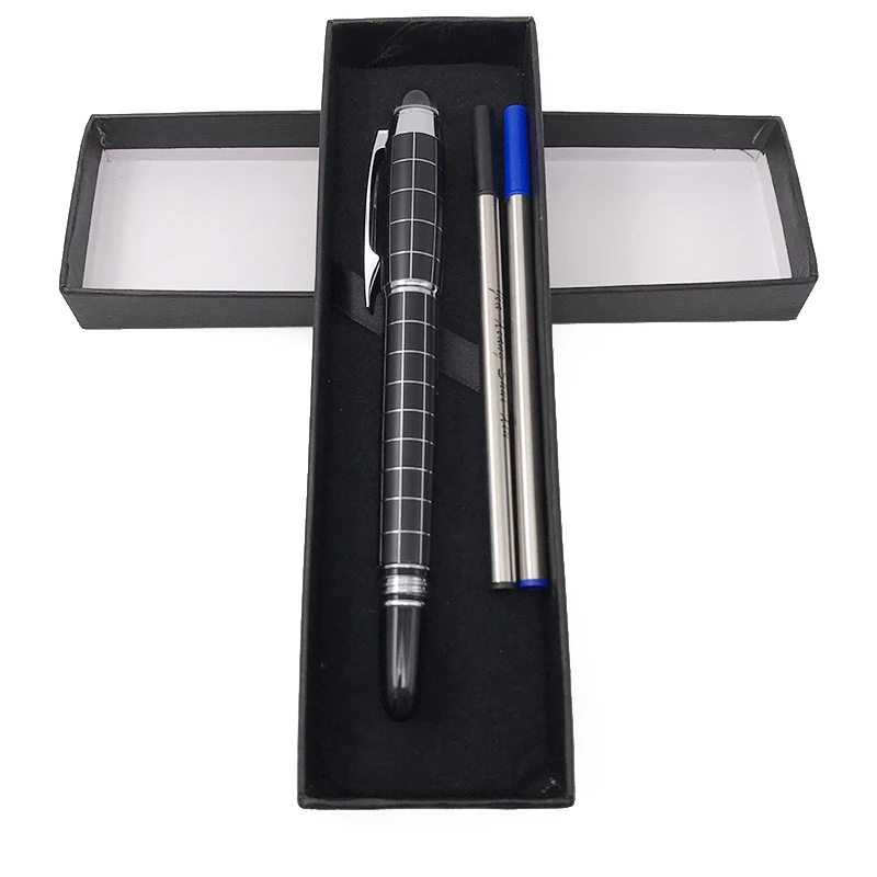 

High Quality Silver Clip Baoer 79 Crystal Top Rollerball Pen Gift Set Luxury Business Office Ballpoint Pens Christmas Gift