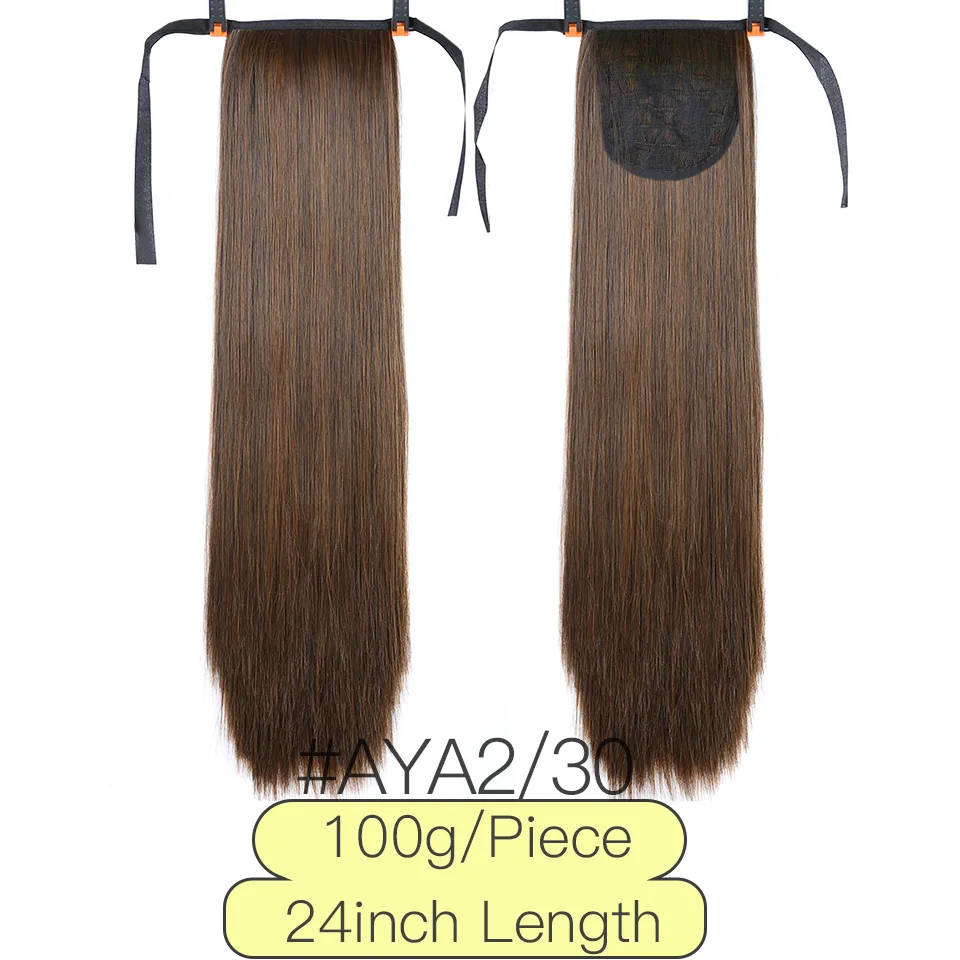 AIYEE, 24 дюйма, 100 г, заколка для длинных волос, парик с хвостом, высокая температура, синтетические волосы для наращивания, прямые длинные волосы, парик с конским хвостом