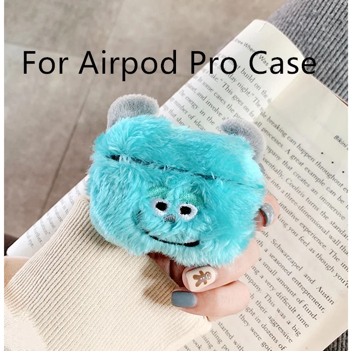Мультяшный пушистый теплый чехол для Airpods 3 2 1 пушистые тканевые беспроводные наушники вязаные плюшевые игрушки Чехлы для airpod Pro зарядная коробка - Цвет: Blue-forAirpodPro