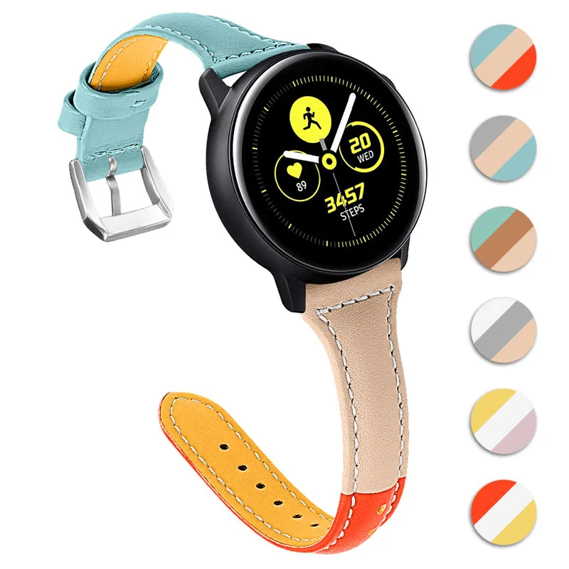 20mm Leather contrast strap 22mm For Samsung Gear S3 Galaxy Watch 46 42mm Sport Wristband bracelet huami amazfit Bip active Gear