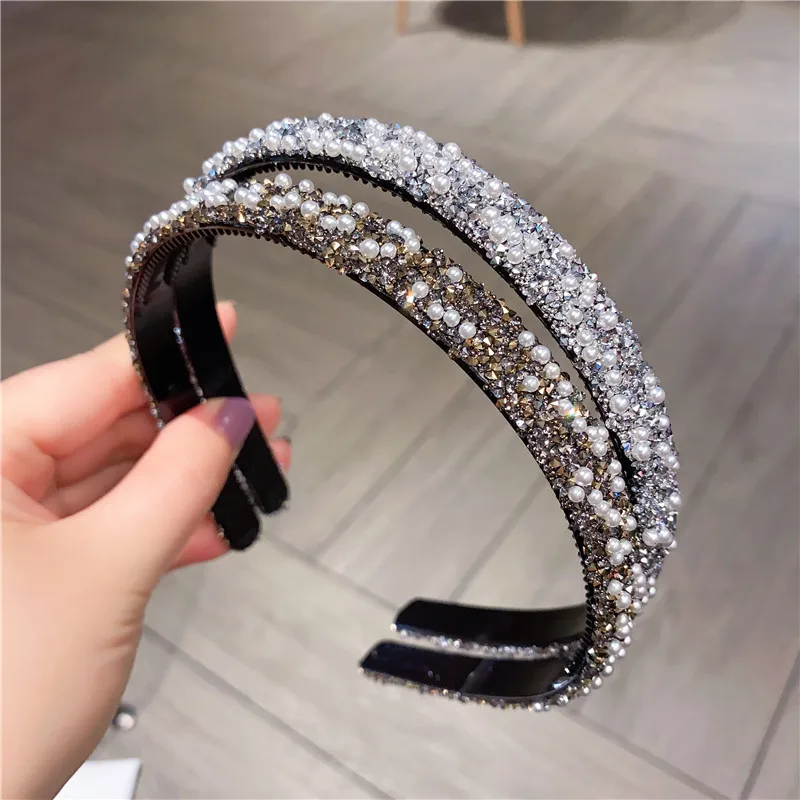 New Fashion Pearl Crystal Hairbands for Women Girl Headband Headwear Teeth Hair Hoop Bezel Rhinestone Band Accessories |