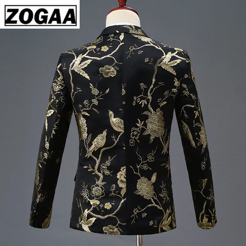 ZOGAA New Design Mens Stylish Embroidery Royal Blue Green Red Floral Pattern Suits Stage Singer Wedding Groom Tuxedo Costume ZOGAA New Design Mens Stylish Embroidery Royal Blue Green Red Floral Pattern Suits Stage Singer Wedding Groom Tuxedo Costume
