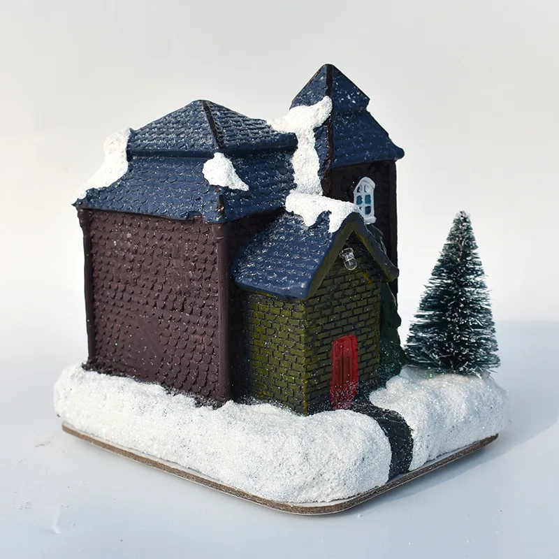 Мини Рождественский городок из смолы снежный дом светодиодный Декор Noel деревенское здание украшение дома аксессуары подарок на день рождения для дочери