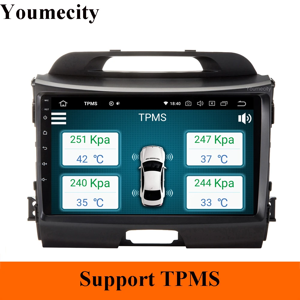 Best Android 9.0 Octa Core Car DVD Player For KIA Sportage 2008-2018 with Gps wifi Radio Head unit Carplay TPMS OBD DVR 2GRAM DAB+ 3