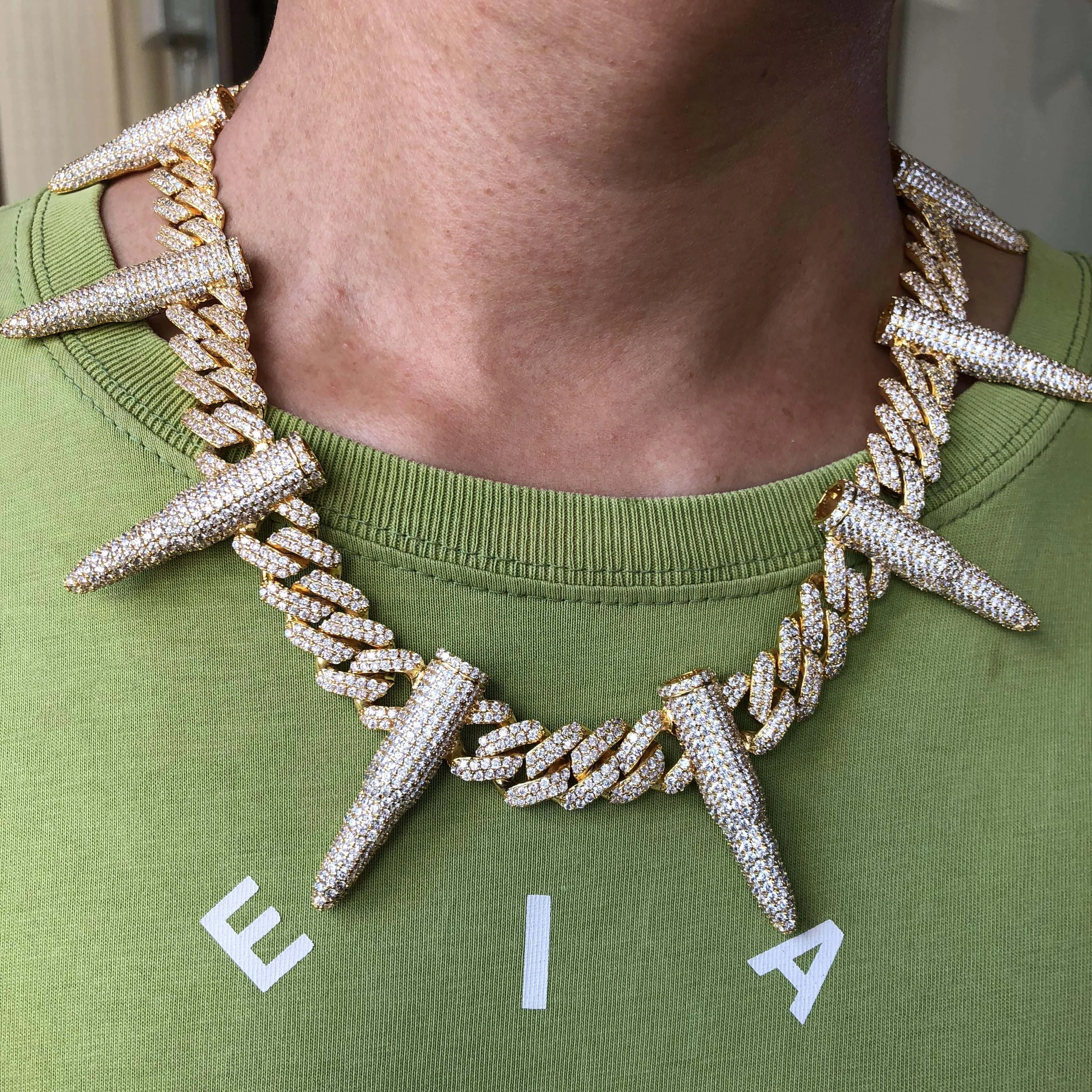 Iced out 12mm prong cuban link chain 